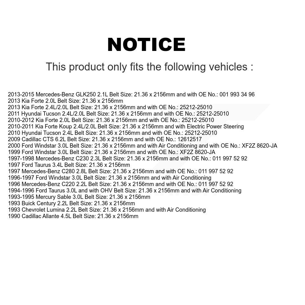 Accessory Drive Belt BAN-6PK2160 For Kia Hyundai Tucson Forte Mercedes-Benz Koup