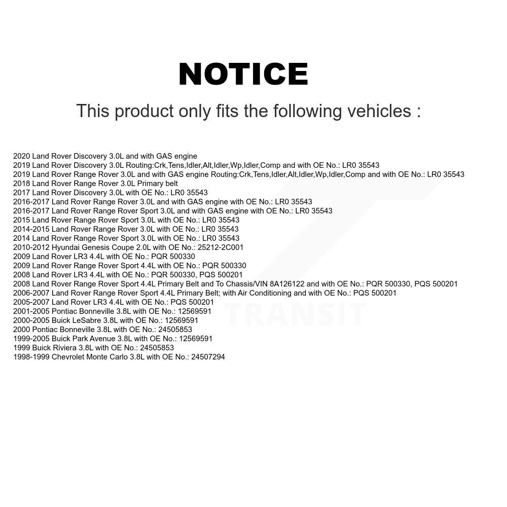Accessory Drive Belt BAN-6PK2350 For Land Rover Range Sport Hyundai Genesis LR3