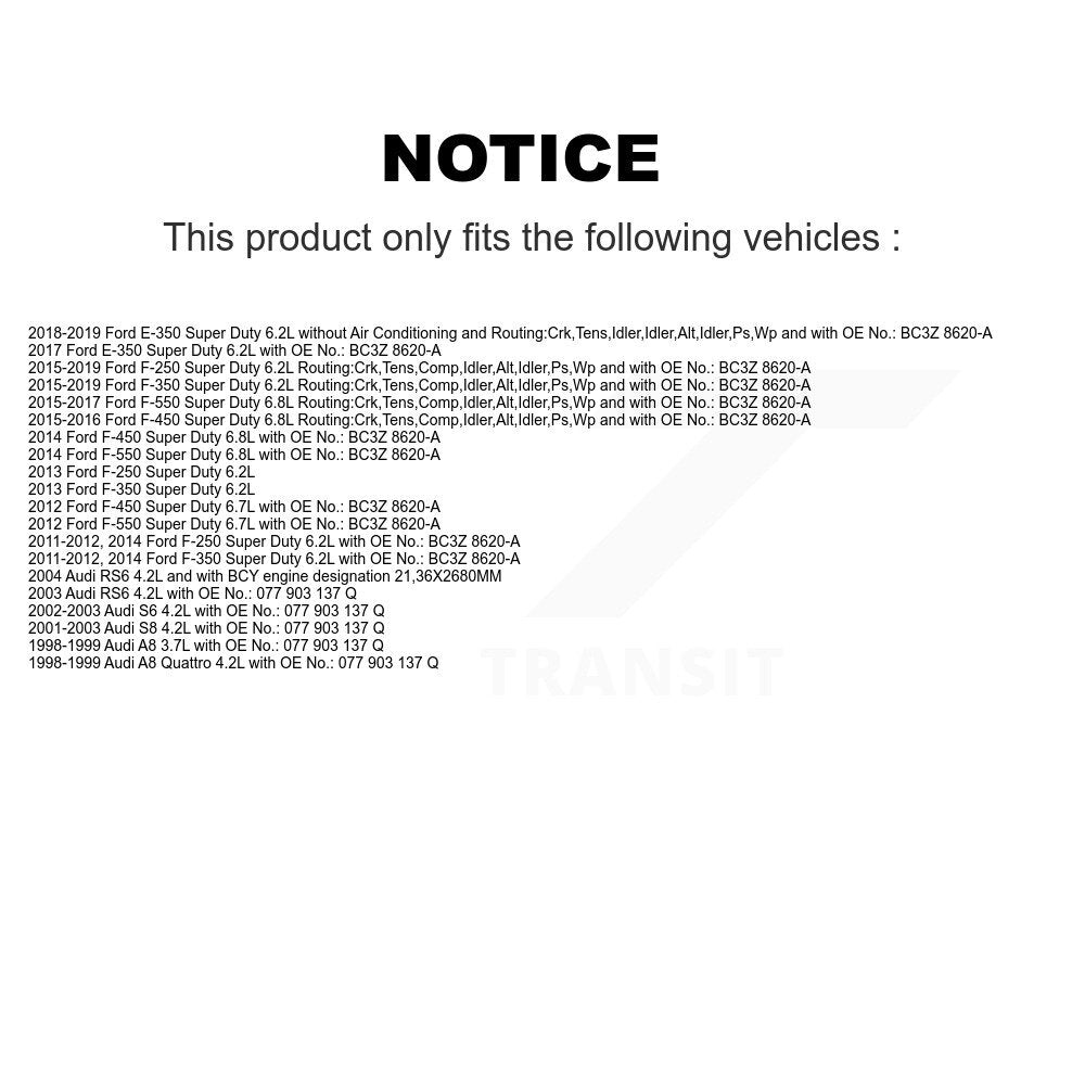 Accessory Drive Belt BAN-6PK2685 For Ford F-350 Super Duty F-250 E-350 F-450 RS6