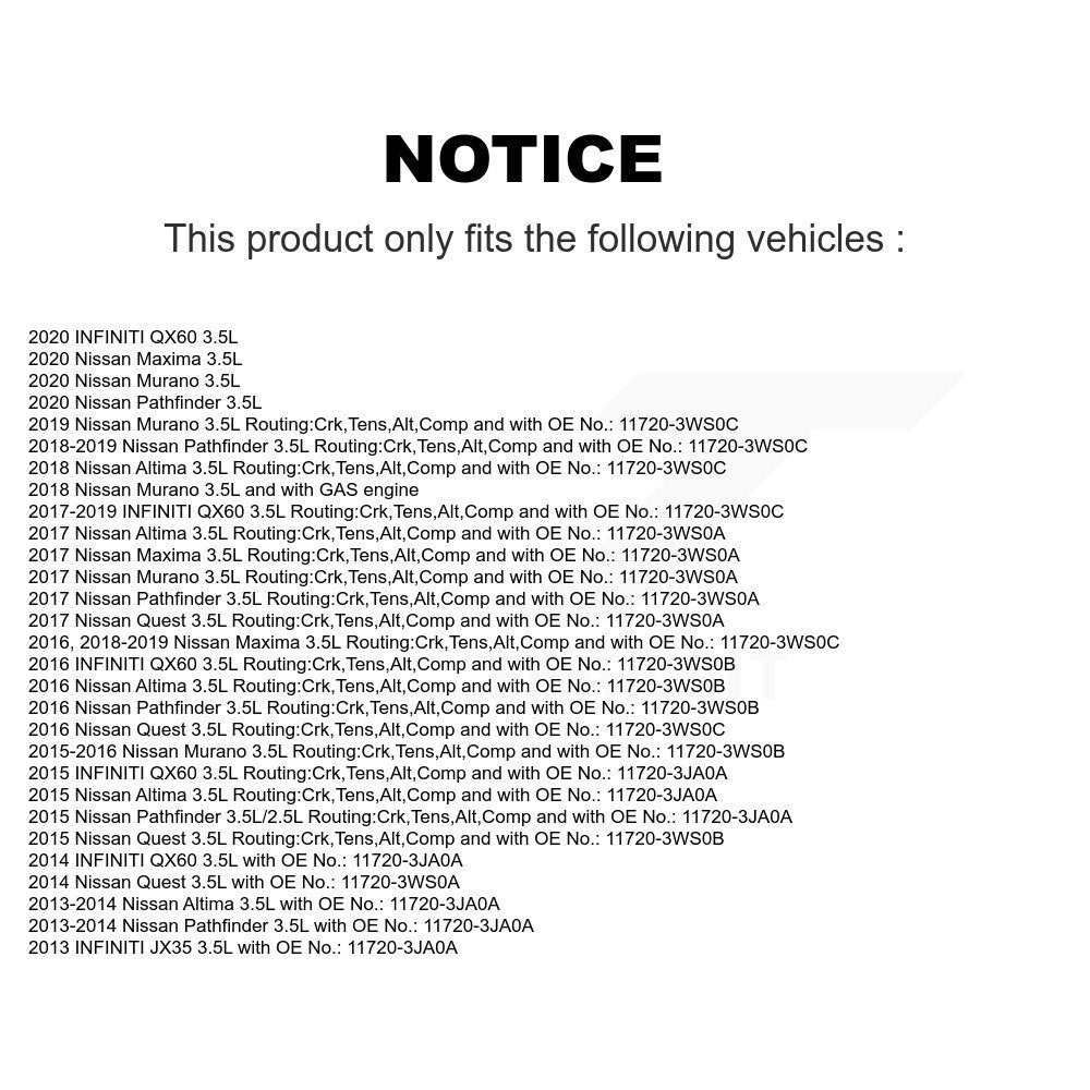 Accessory Drive Belt BAN-7PK1035A For Nissan Murano Pathfinder Altima INFINITI
