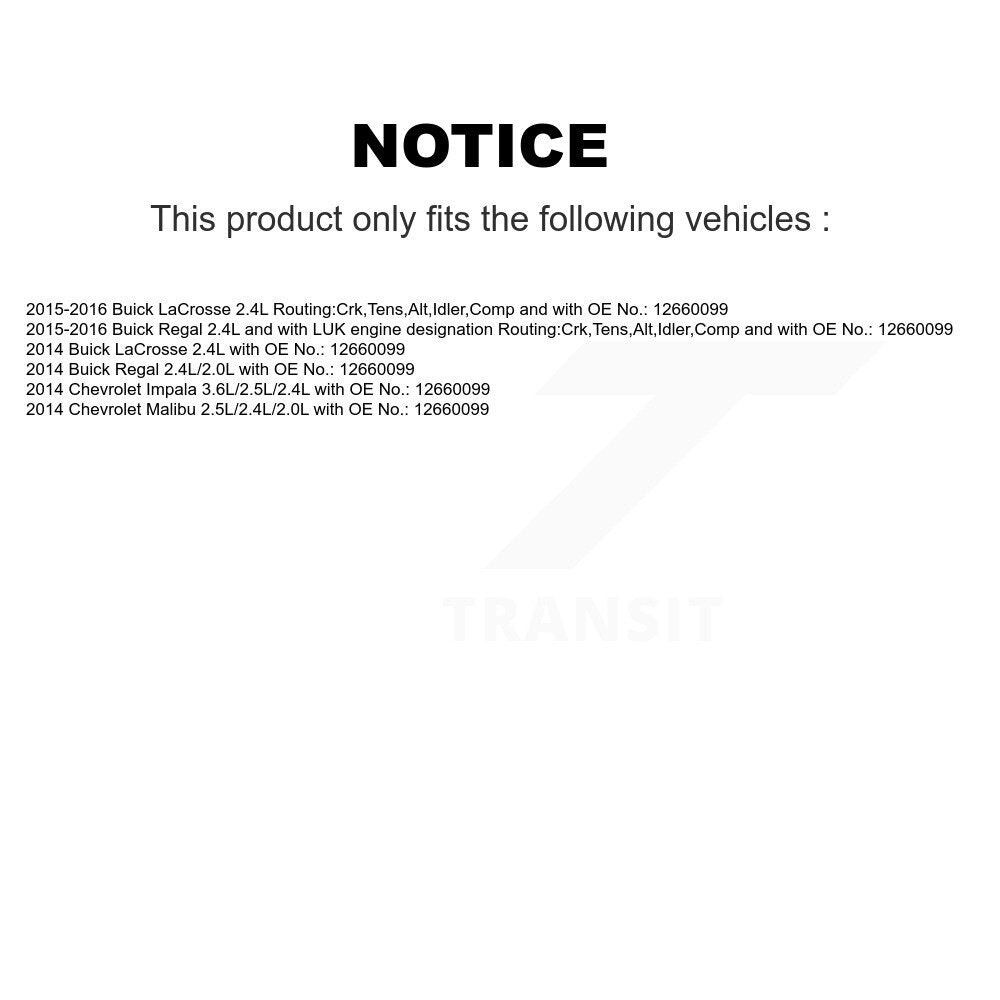 Accessory Drive Belt Alternator Air Conditioning BAN-7PK1290 For Chevrolet Buick