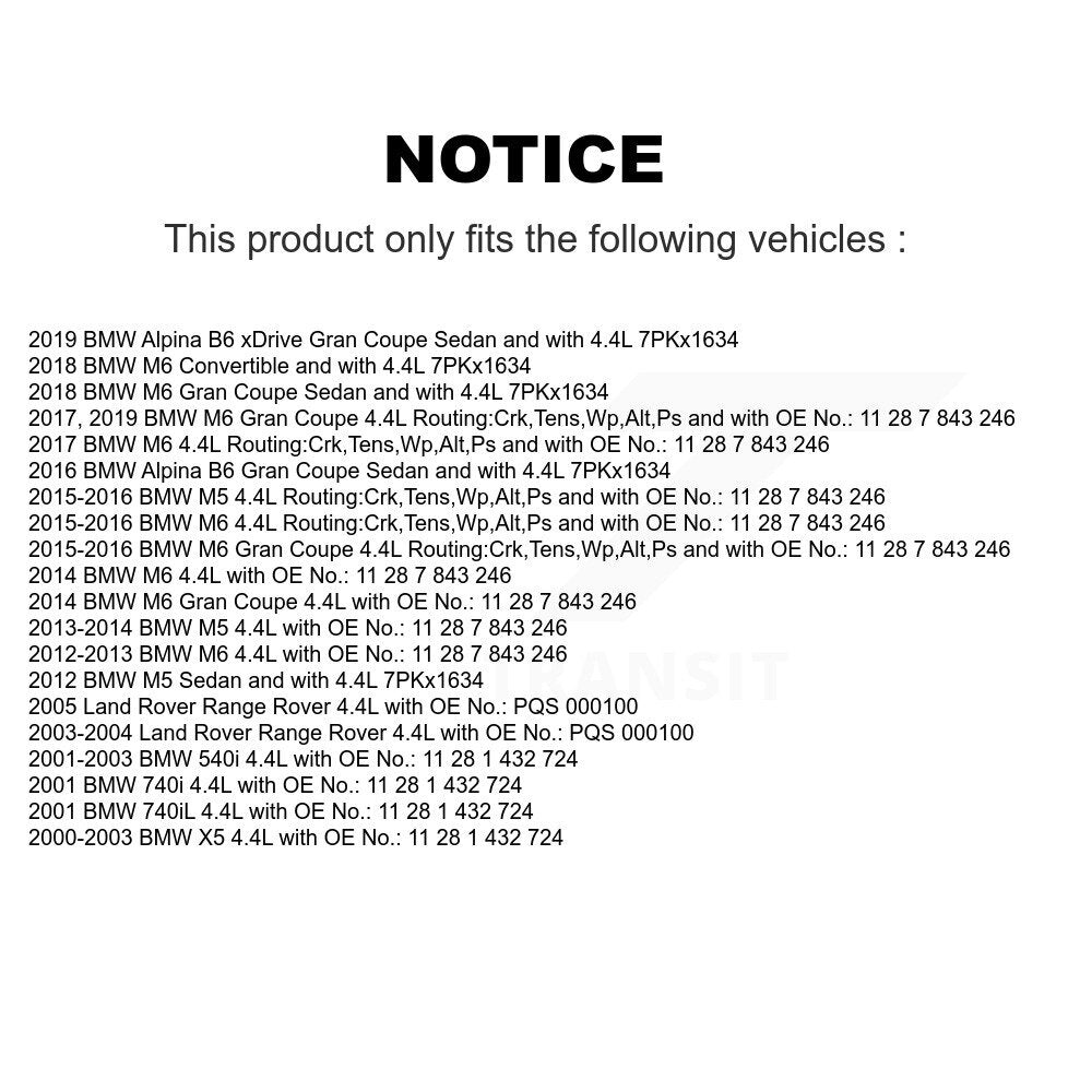 Accessory Drive Belt BAN-7PK1635 For BMW X5 540i M5 Land Rover Range M6 740i B6
