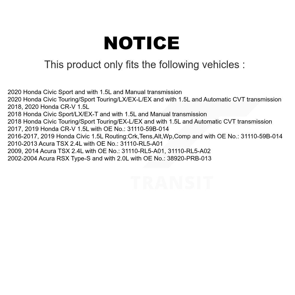 Accessory Drive Belt BAN-7PK1715 For Honda Civic CR-V Acura TSX RSX