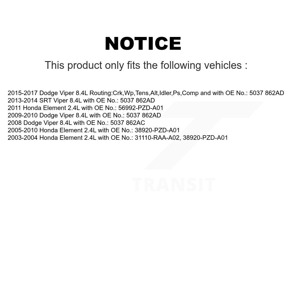 Accessory Drive Belt BAN-7PK1765 For Honda Element Viper Dodge SRT