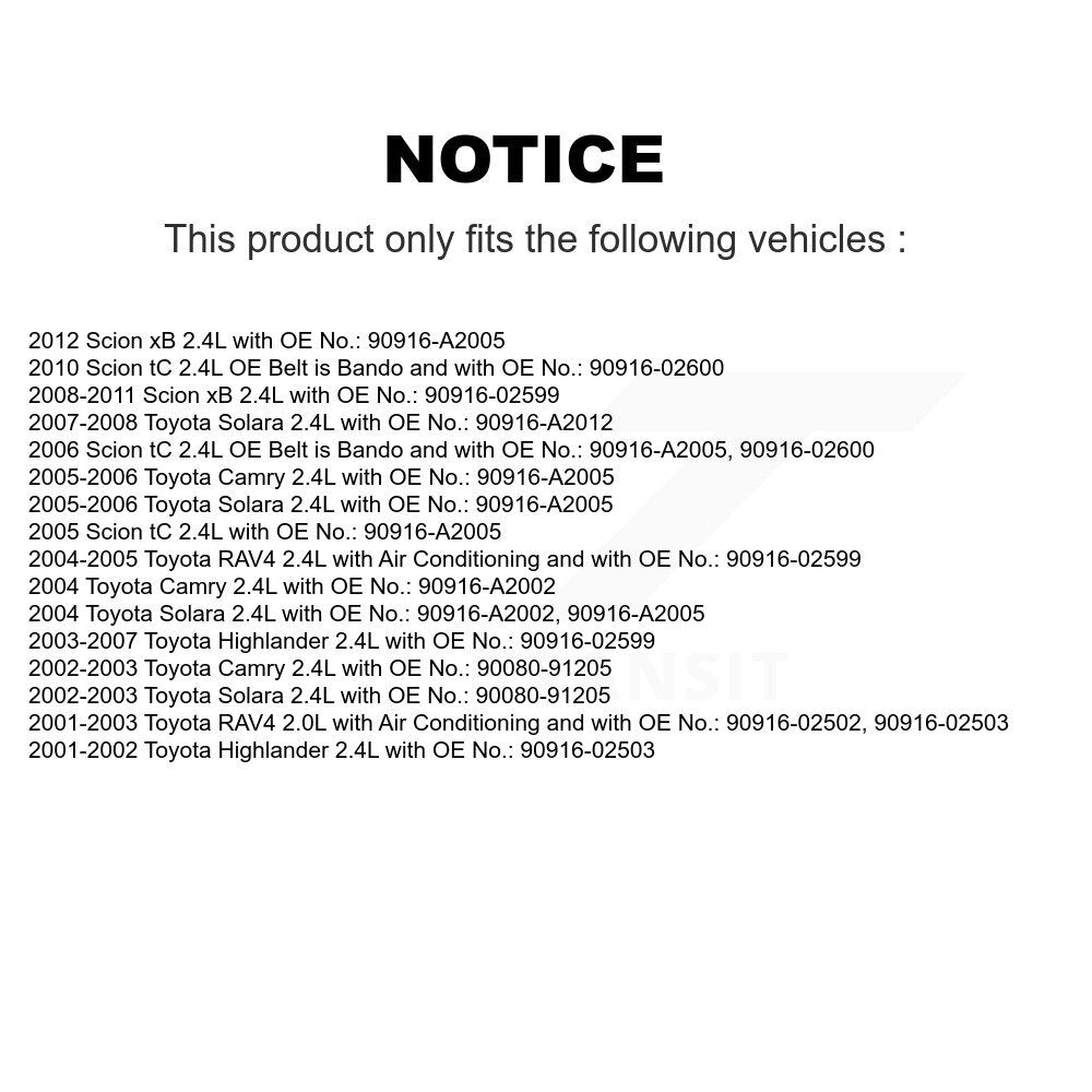Accessory Drive Belt Water Pump BAN-7PK1935 For Toyota Camry Highlander RAV4 xB
