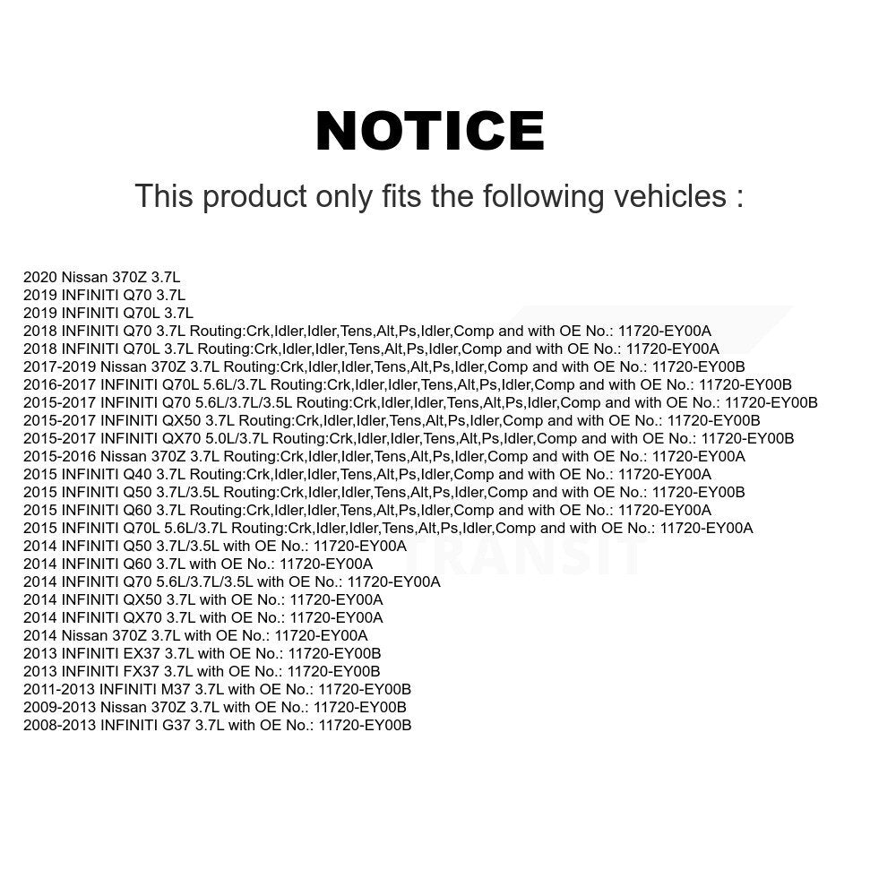 Accessory Drive Belt BAN-7PK2020A For INFINITI G37 QX50 Q50 Nissan 370Z QX70 M37