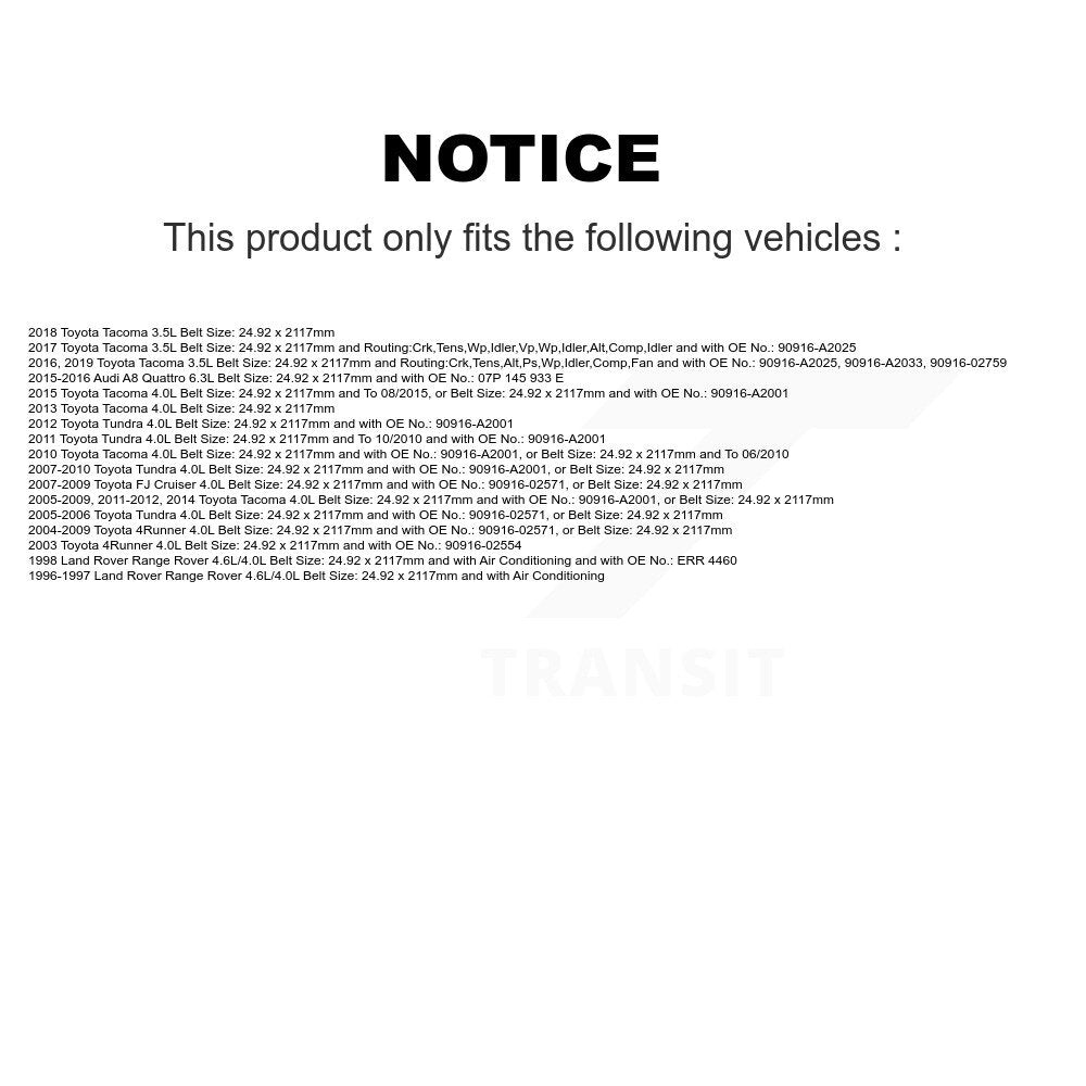 Accessory Drive Belt BAN-7PK2120 For Toyota Tacoma Tundra 4Runner FJ Cruiser A8