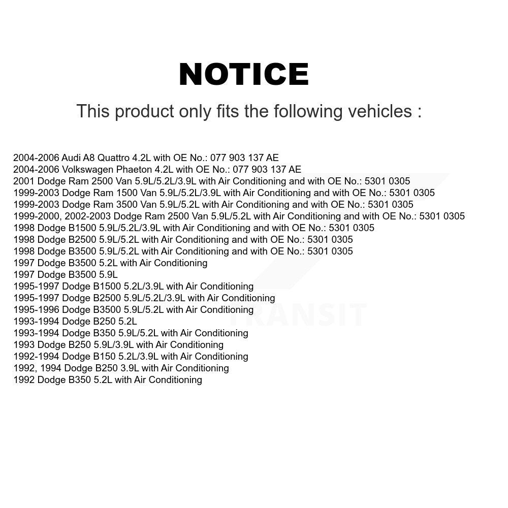 Accessory Drive Belt Air Conditioning BAN-7PK2555 For Dodge B3500 Ram 3500 Van
