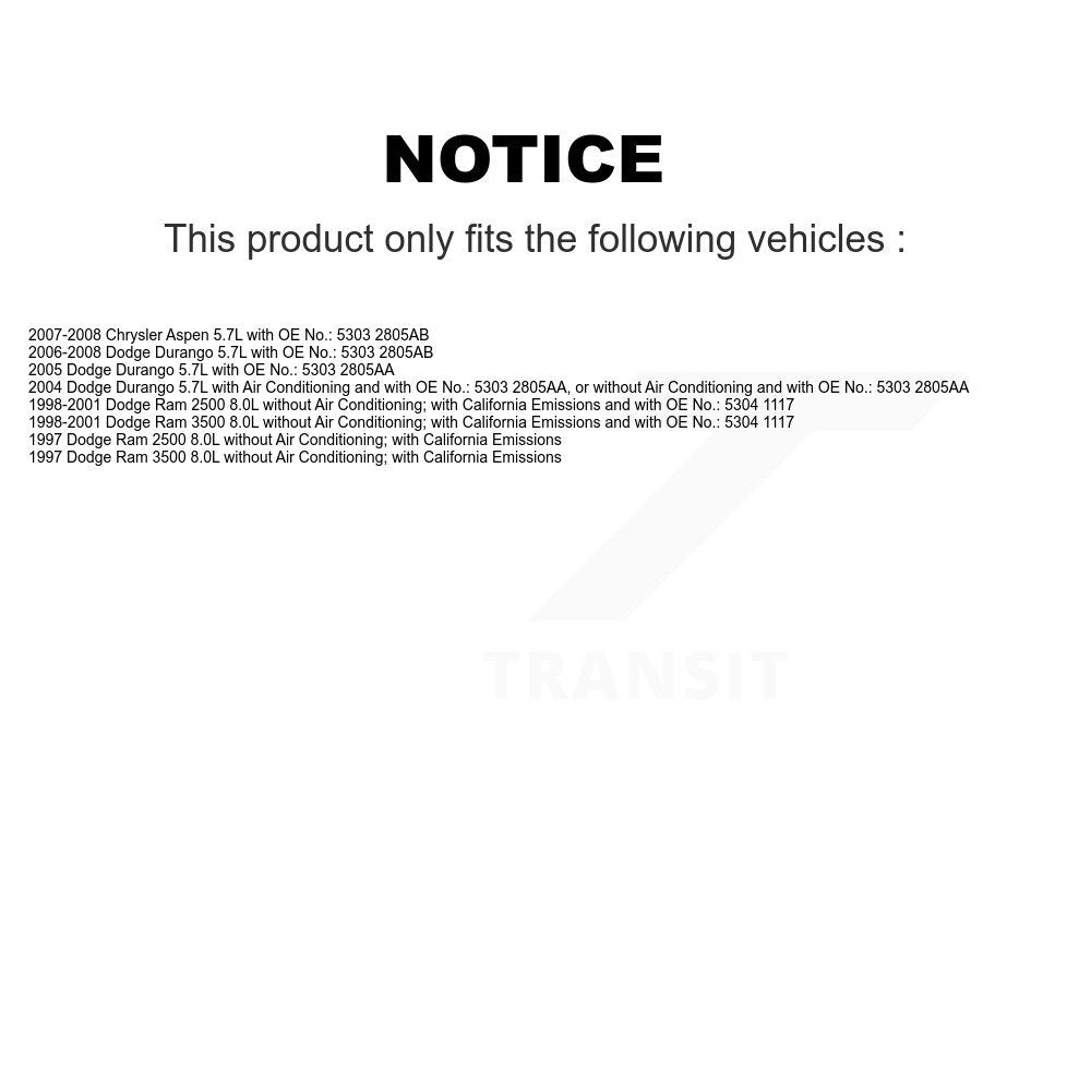Accessory Drive Belt BAN-7PK2565 For Dodge Ram 2500 3500 Durango Chrysler Aspen