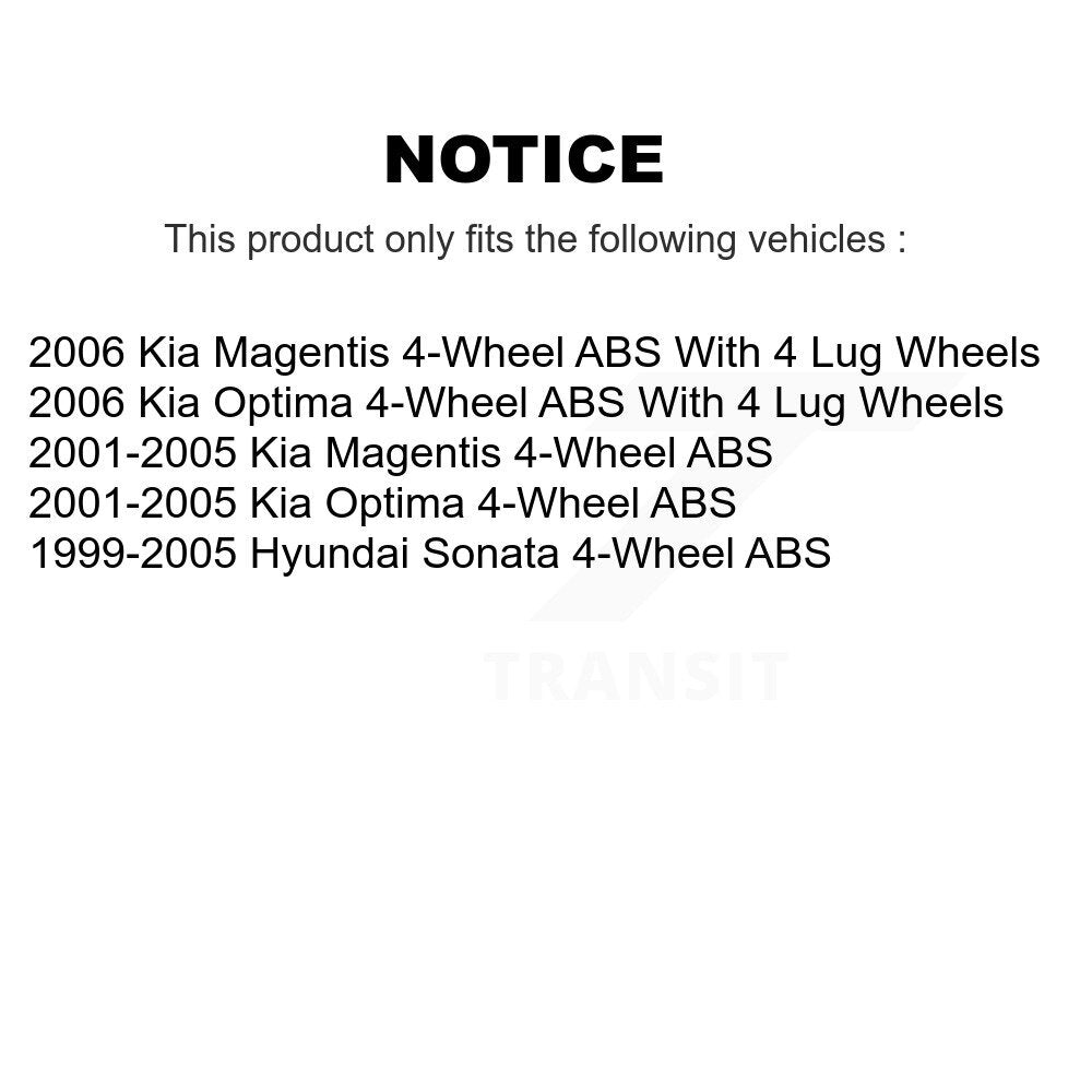 Wheel Bearing And Hub Assembly Rear Pair For Hyundai Sonata Kia Optima Magentis
