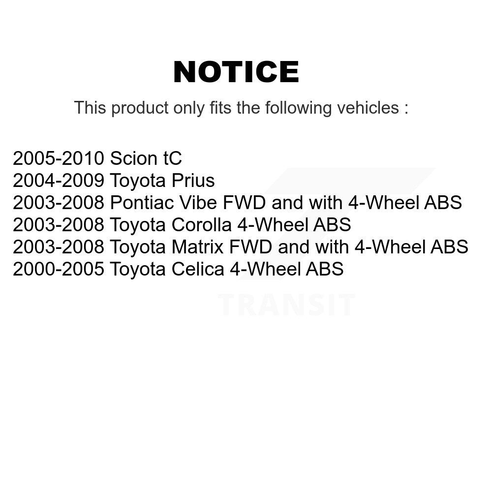 Wheel Bearing & Hub Assembly Rear Pair For Toyota Corolla Matrix Pontiac Vibe tC