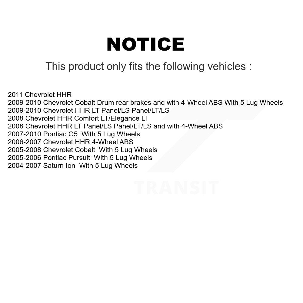 Wheel Bearing Hub Assembly Rear Pair For Chevrolet Cobalt Pontiac G5 Saturn Ion