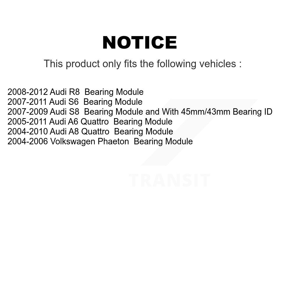 Wheel Bearing Assembly Rear Pair For Audi A6 Quattro A8 R8 S6 S8 Volkswagen