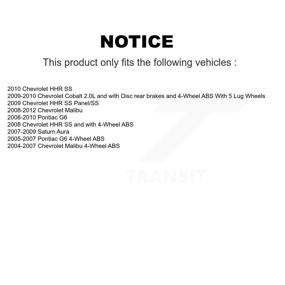 Wheel Bearing Hub Assembly Front Rear Kit For Chevrolet Malibu Cobalt Pontiac G6