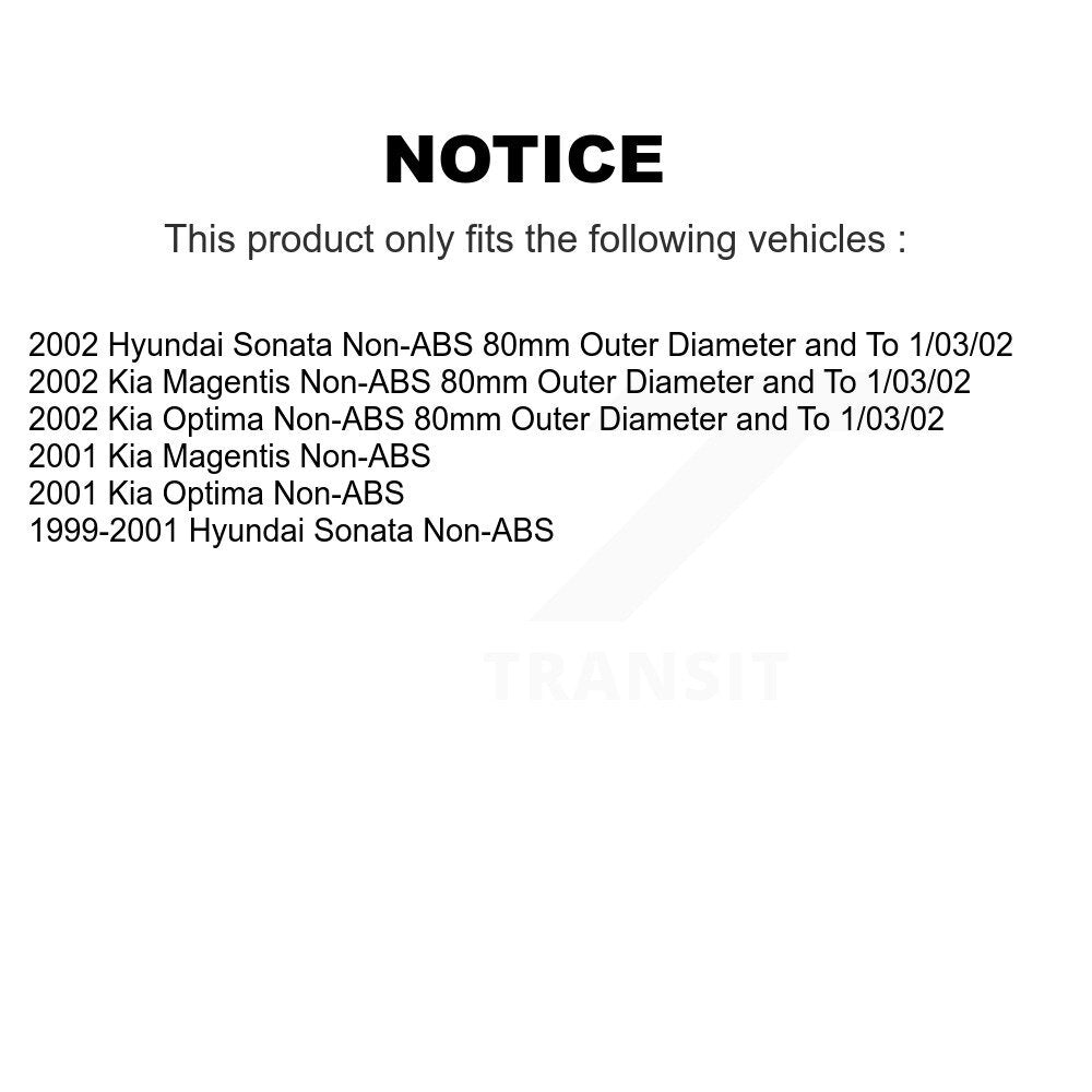 Wheel Bearing Hub Assembly Front Rear Kit For Hyundai Sonata Kia Optima Magentis