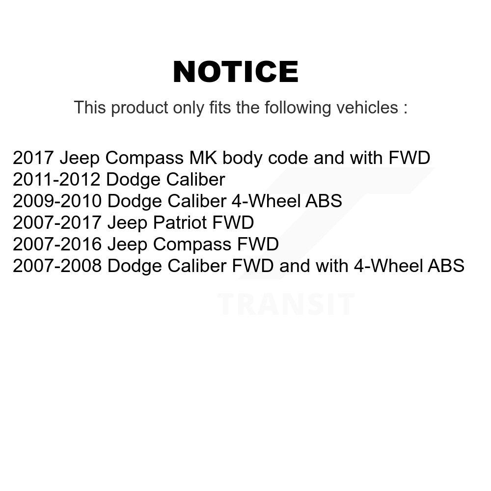Wheel Bearing Hub Assembly Front Rear Kit For Jeep Patriot Compass Dodge Caliber