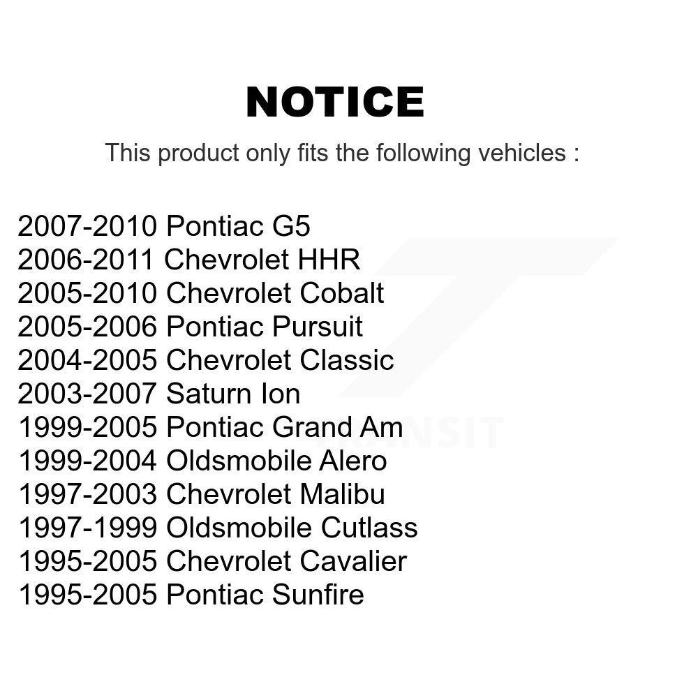 Arm Bushing Front Lower Rearward Pair For Chevrolet Pontiac Cobalt G5 Cavalier