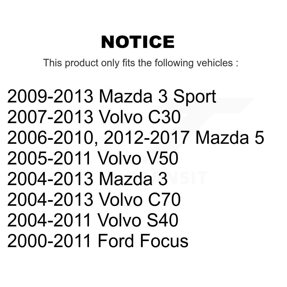 Trailing Arm Bushing Rear Pair For Mazda 3 Ford Focus 5 Volvo S40 C30 V50 C70