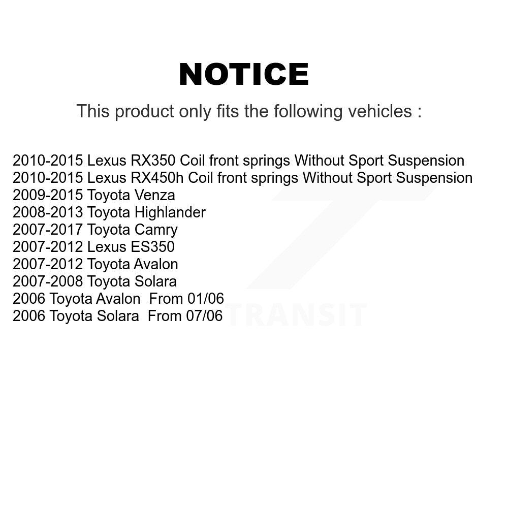 Suspension Strut Shock Mounting Front Pair For Toyota Camry Lexus Venza RX350