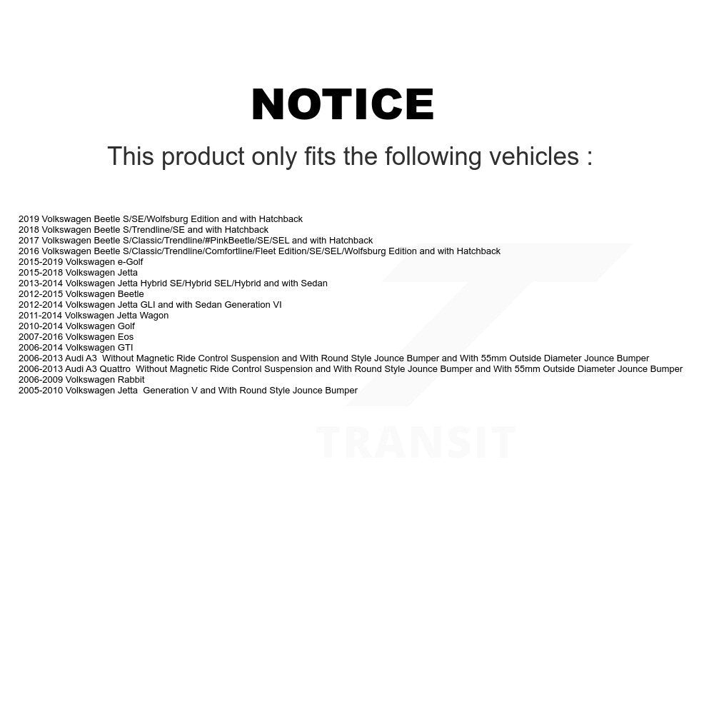 Suspension Strut Shock Mounting Rear Pair For Volkswagen Jetta Golf Beetle GTI