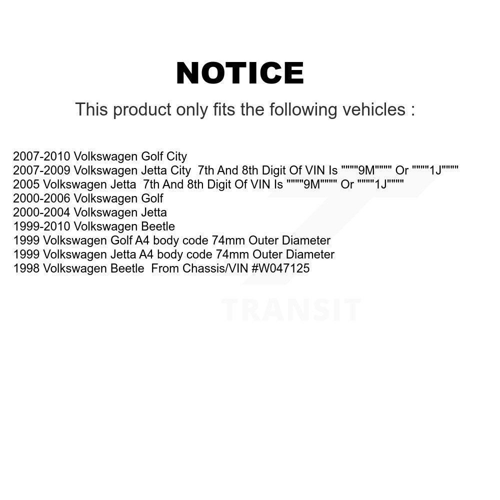 Wheel Bearing And Tie Rod End Front Kit For Volkswagen Jetta Golf Beetle City