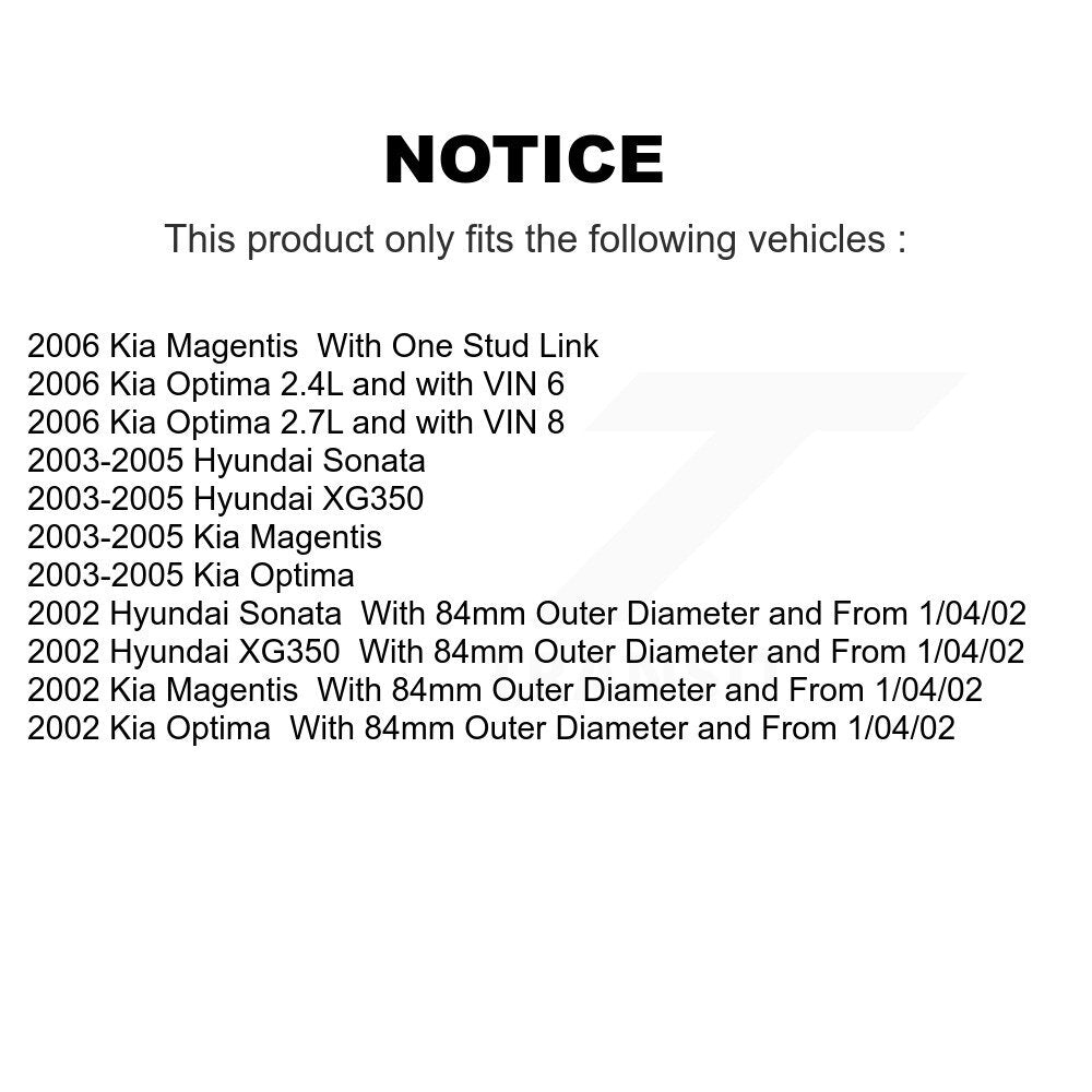 Wheel Bearing And Link Front Kit For Hyundai Sonata Kia Optima XG350 Magentis