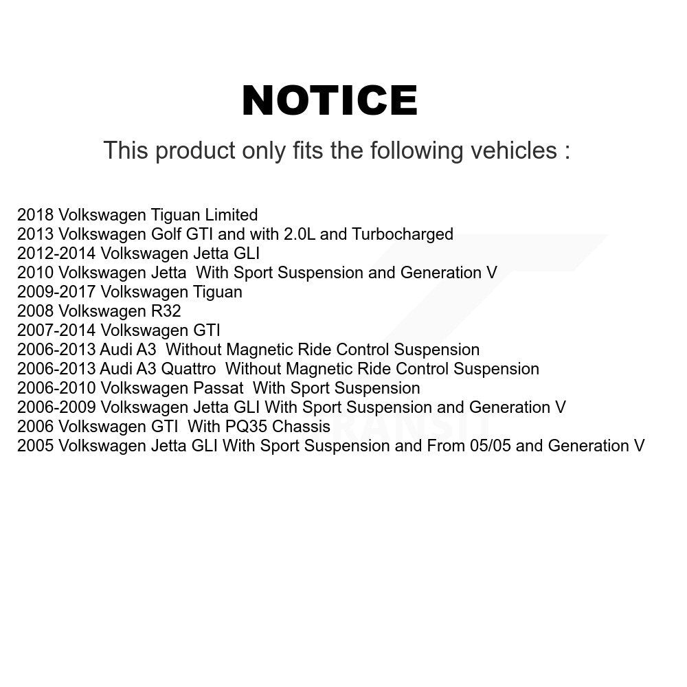 Suspension Struts Front Pair For Volkswagen Jetta Tiguan GTI Audi Golf Passat A3