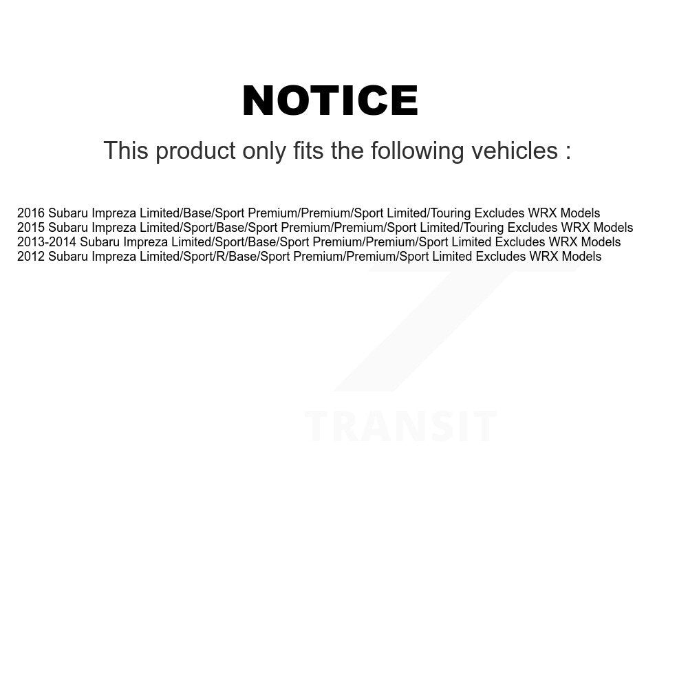 Complete Strut And Coil Spring Front Kit For Subaru Impreza Excludes WRX Models