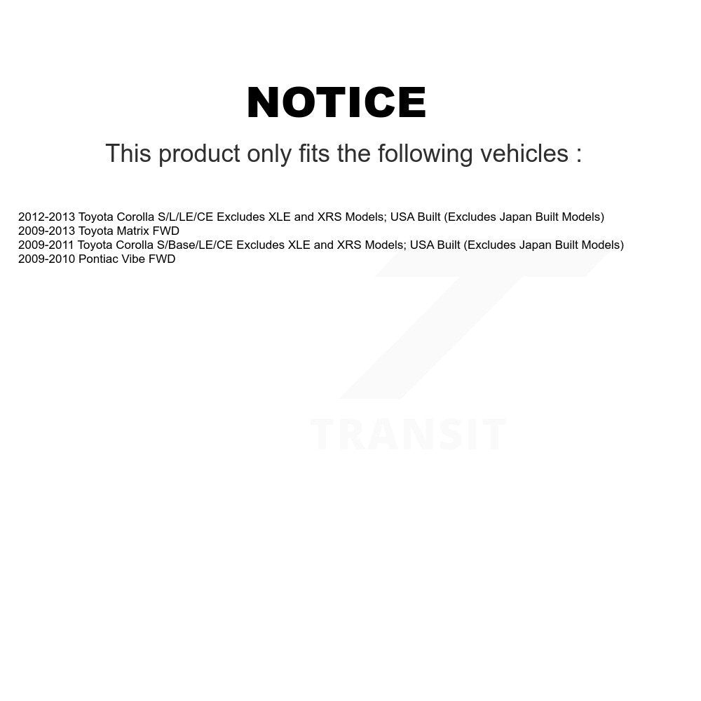 Complete Strut Coil Spring Front Rear Kit For Toyota Corolla Matrix Pontiac Vibe