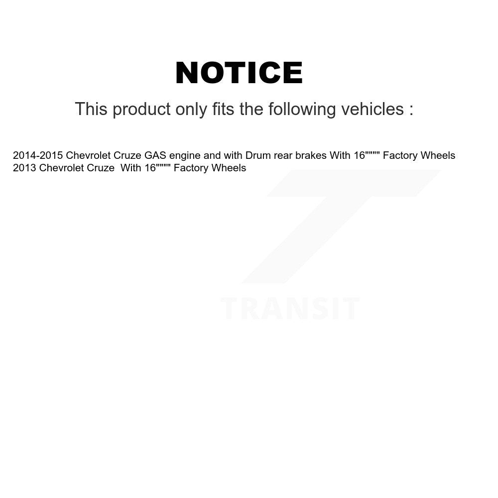 Brake Drum Shoe Hardware And Hub Bearing Assembly Rear Kit For Chevrolet Cruze