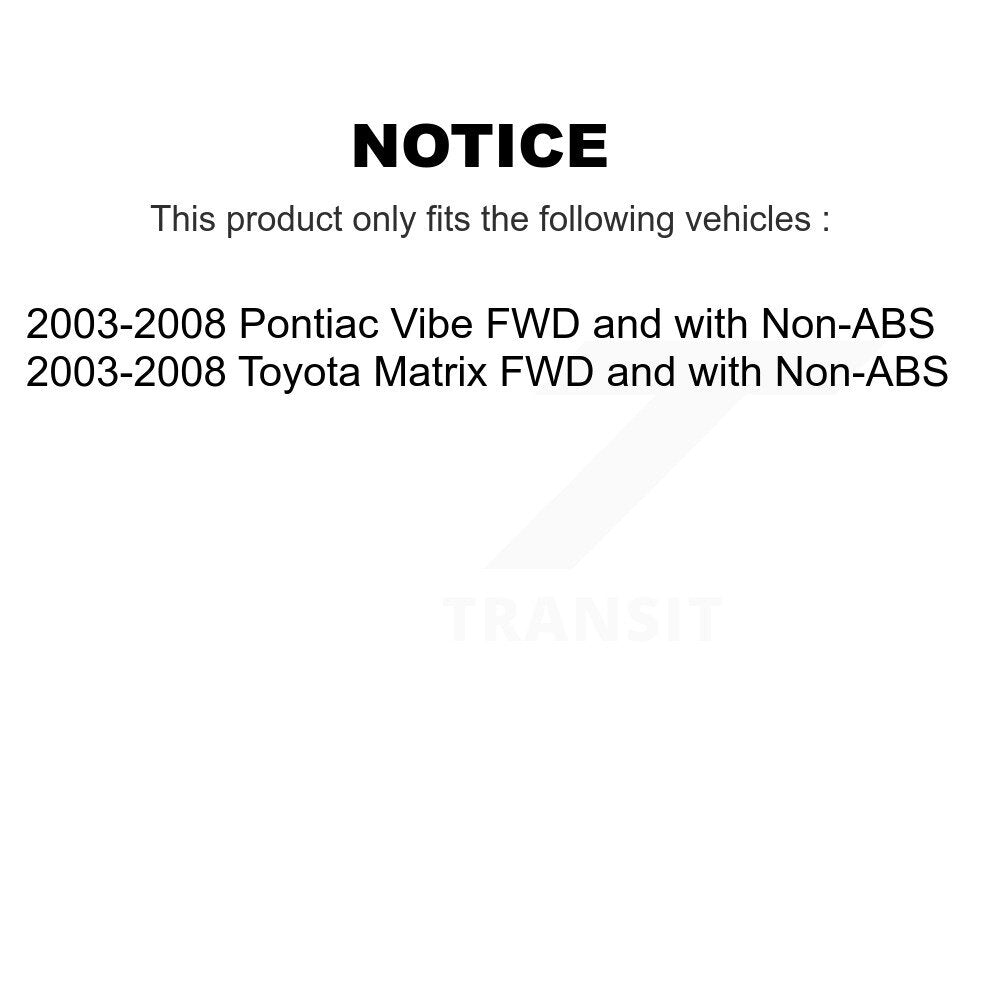 Drum Brake Hub Bearing Rear Kit For Toyota Matrix Pontiac Vibe FWD with Non-ABS