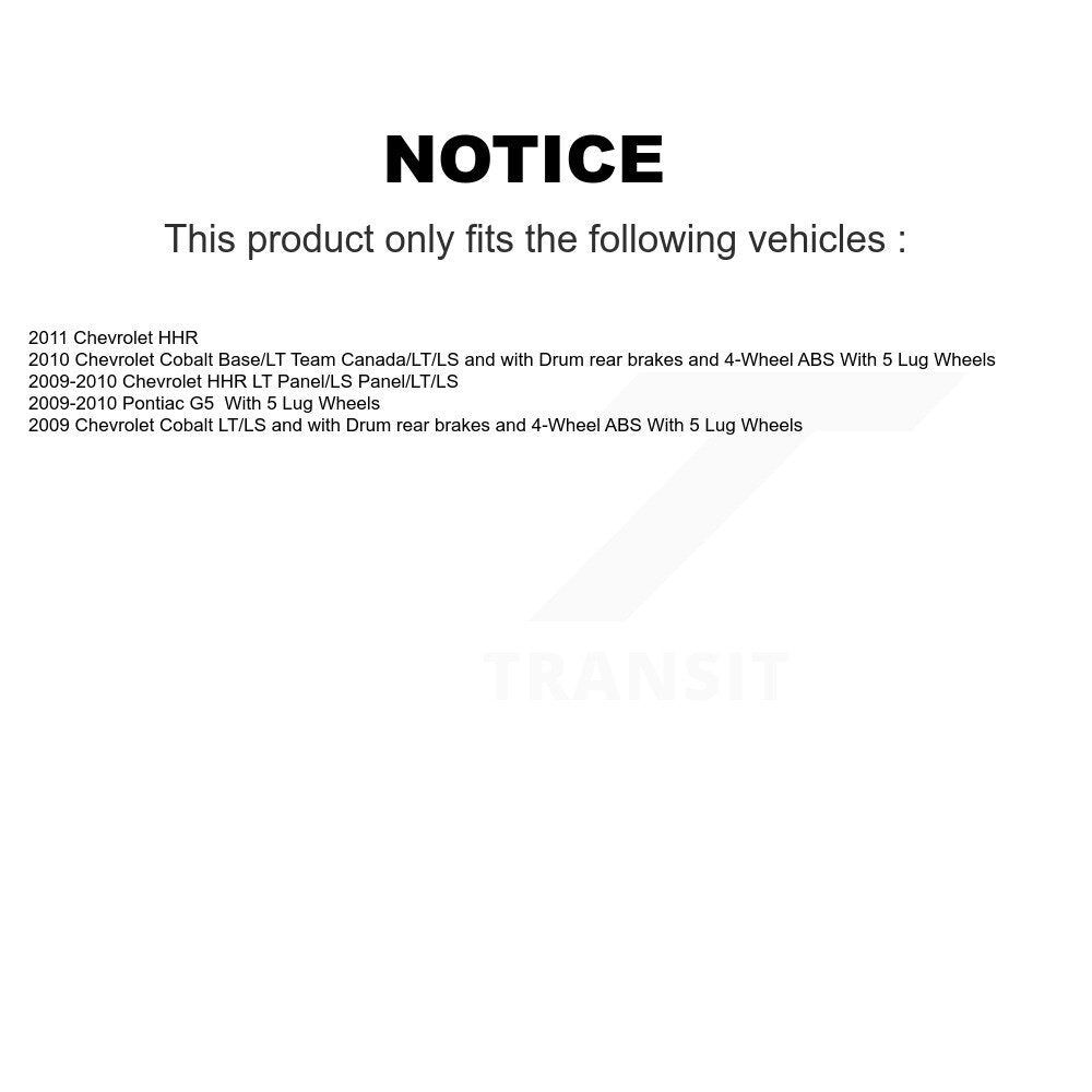 Drum Brake And Hub Bearing Assembly Rear Kit For Chevrolet Cobalt Pontiac G5 HHR