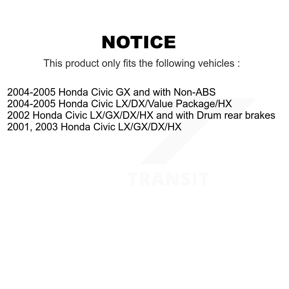 Drum Brake And Wheel Hub Bearing Assembly Rear Kit For Honda Civic