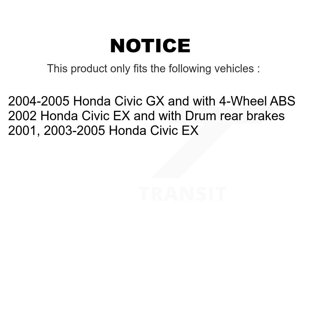 Drum Brake And Wheel Hub Bearing Assembly Rear Kit For Honda Civic