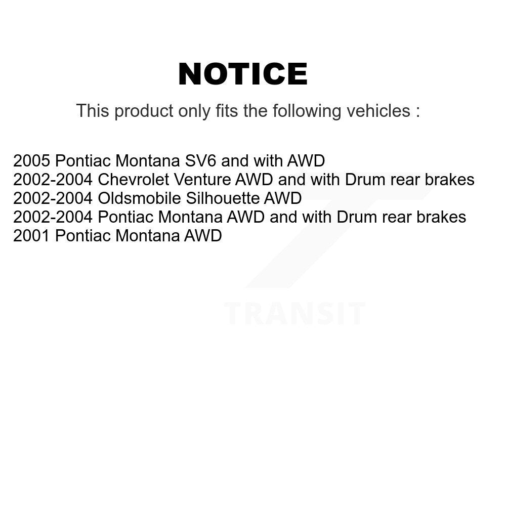 Drum Brake Hub Bearing Rear Kit For Pontiac Montana Chevrolet Venture Oldsmobile
