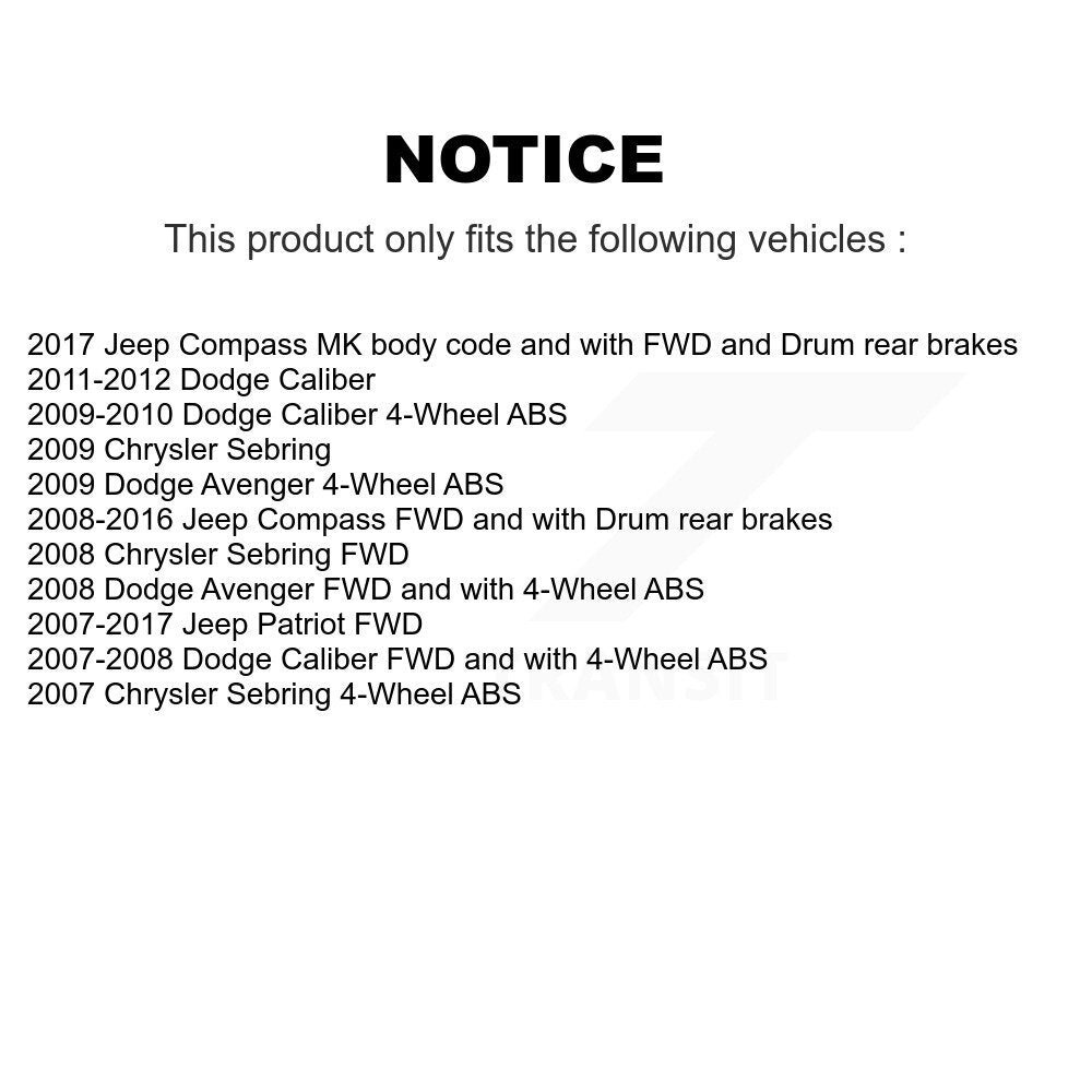 Brake Drum Hardware Hub Bearing Rear Kit For Jeep Patriot Compass Dodge Caliber