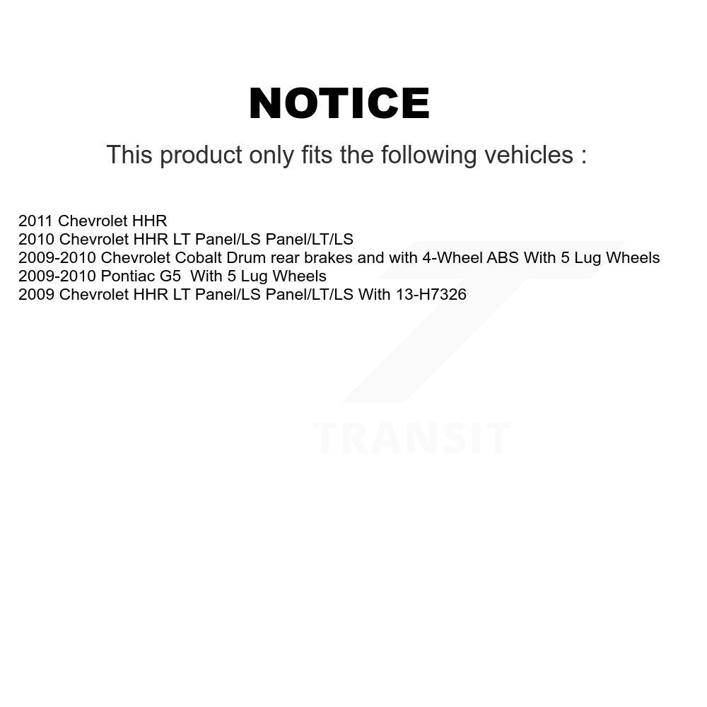 Brake Drum Shoes And Hub Bearing Rear Kit For Chevrolet Cobalt Pontiac G5 HHR