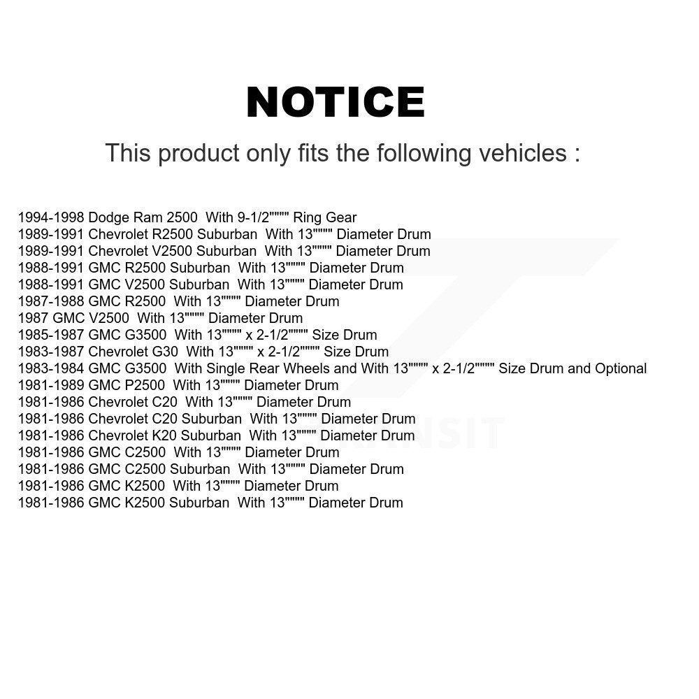 Drum Brake Shoe & Hardware And Wheel Bearing Rear Kit For Dodge Ram 2500
