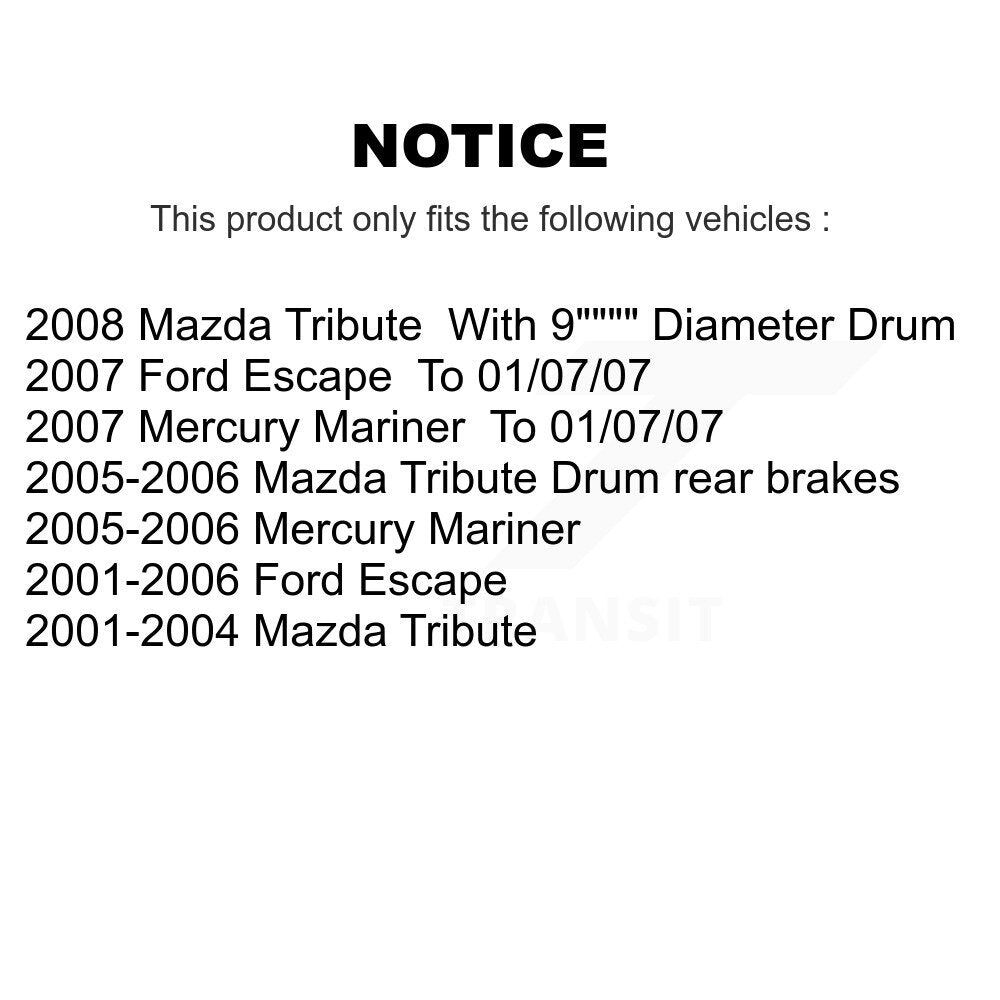 Drum Brake Shoe & Hardware And Bearing Rear Kit For Ford Escape Mazda Tribute