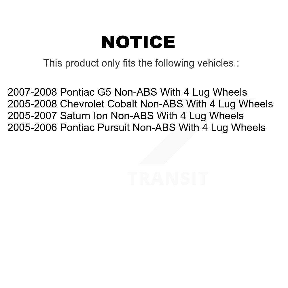 Wheel Cylinders Drum Shoes Hub Bearing Rear Kit For Chevrolet Cobalt Pontiac G5