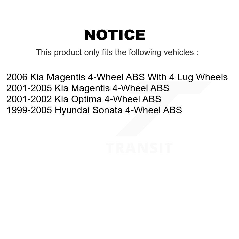 Wheel Cylinders And Hub Bearing Rear Kit For Hyundai Sonata Kia Optima Magentis