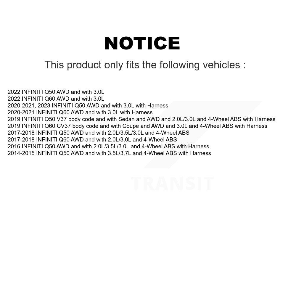 Wheel Hub Bearing And ABS Sensor Front Kit For INFINITI Q50 Q60