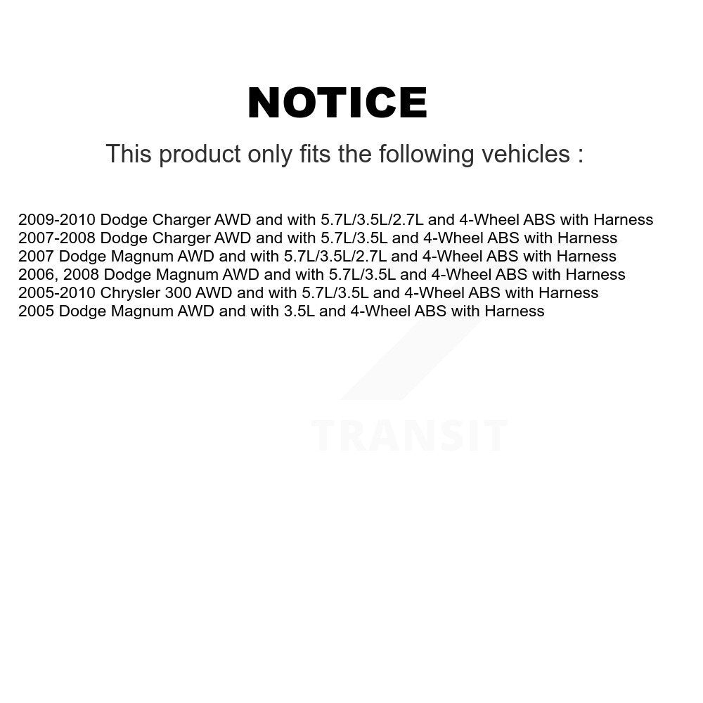 Wheel Hub Bearing And ABS Sensor Front Kit For Chrysler 300 Dodge Charger Magnum