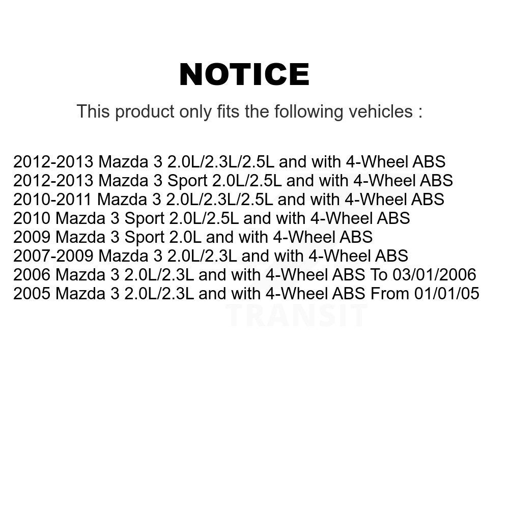 Wheel Bearing And ABS Sensor Front Kit For Mazda 3 Sport