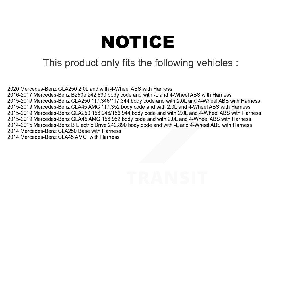 Wheel Bearing Sensor Front Kit For Mercedes-Benz GLA250 CLA250 CLA45 AMG GLA45 B