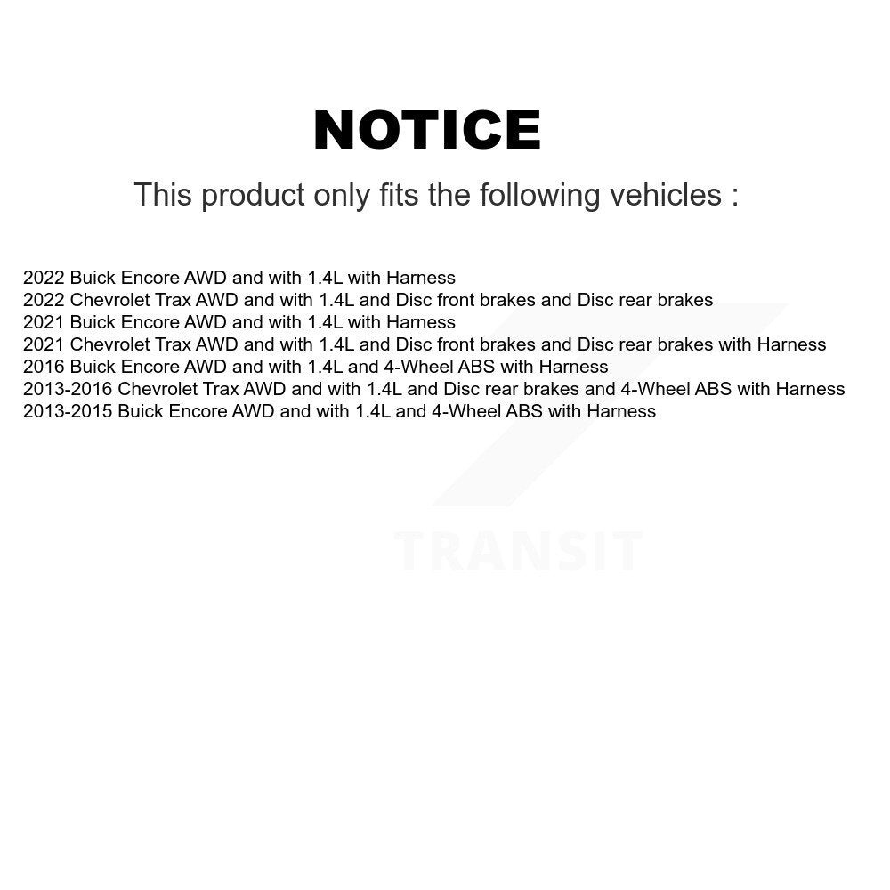 Wheel Bearing And ABS Sensor Rear Kit For Buick Encore Chevrolet Trax