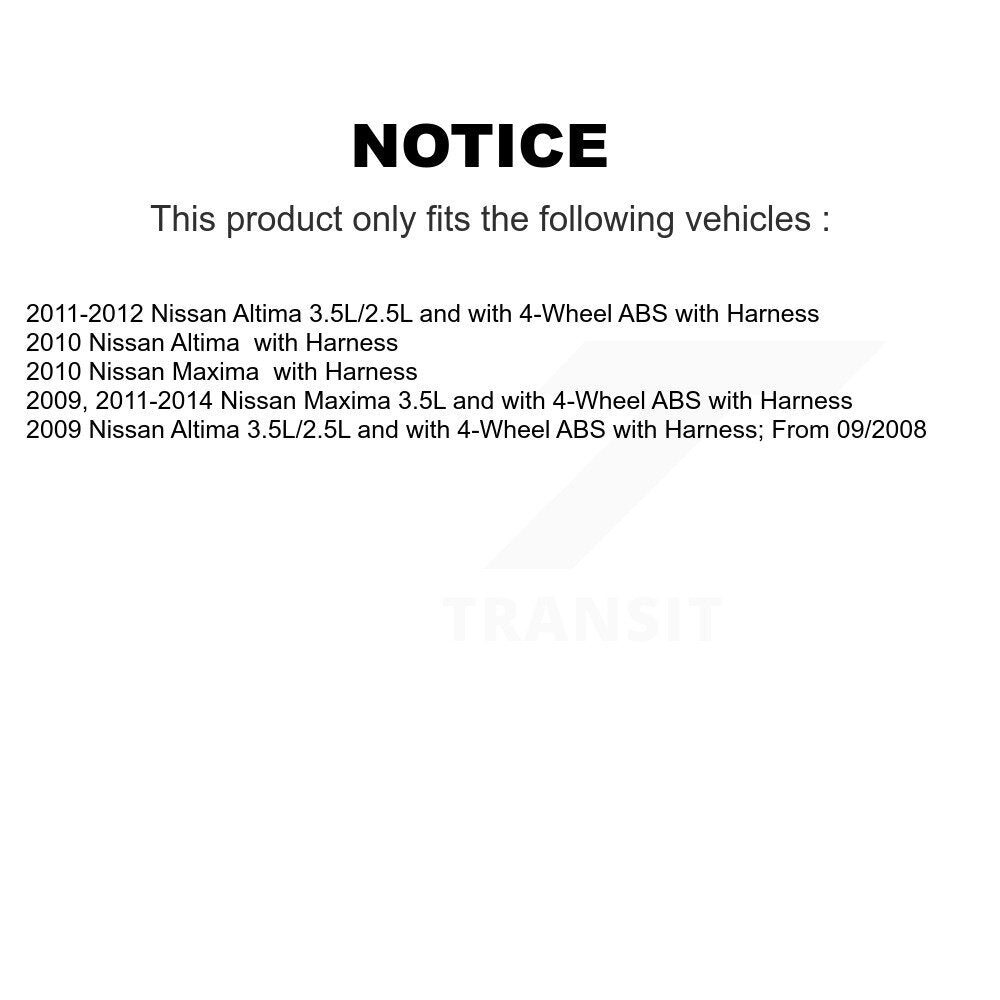 Wheel Hub Bearing And ABS Sensor Rear Kit For Nissan Altima Maxima