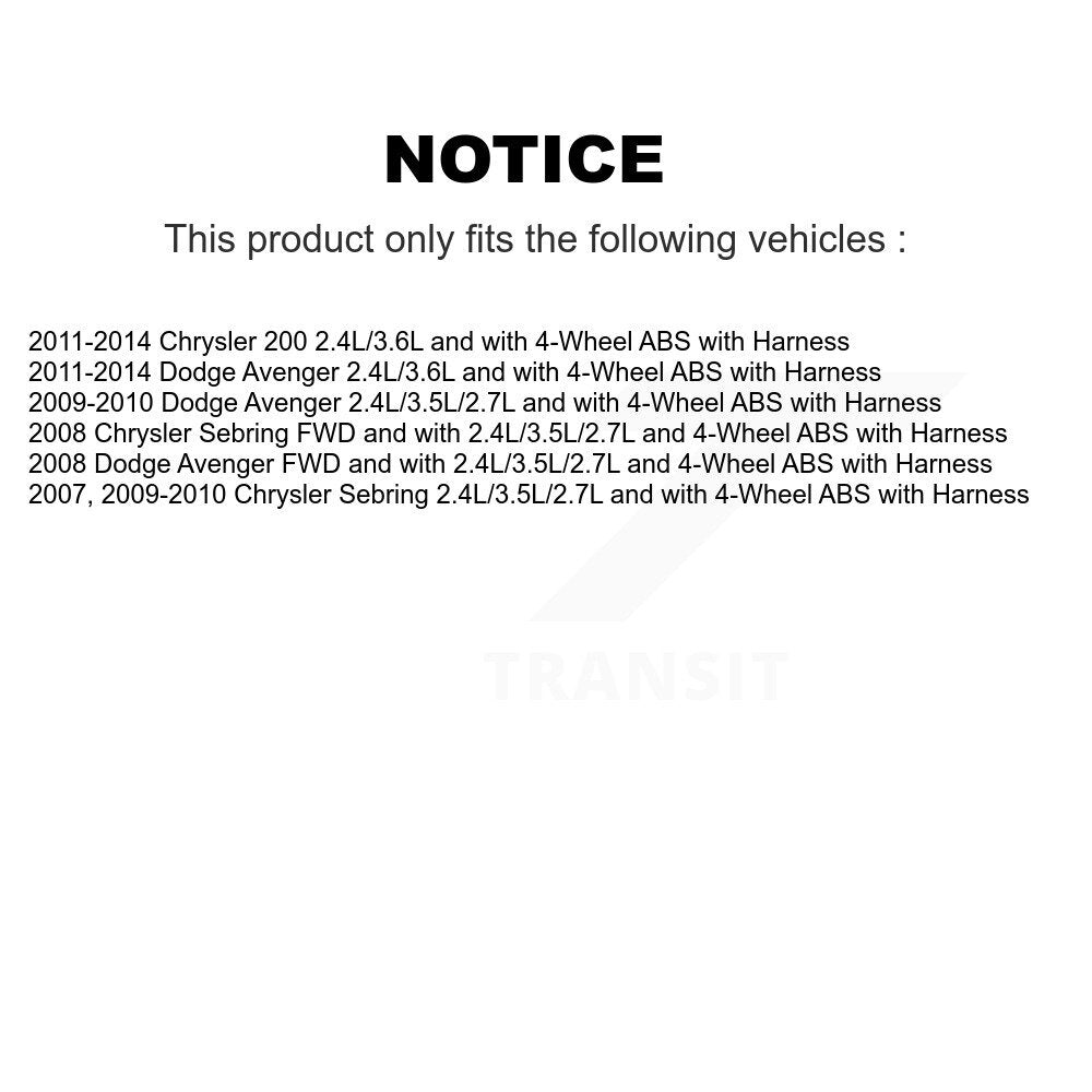 Wheel Hub Bearing And ABS Sensor Rear Kit For Chrysler 200 Dodge Avenger Sebring