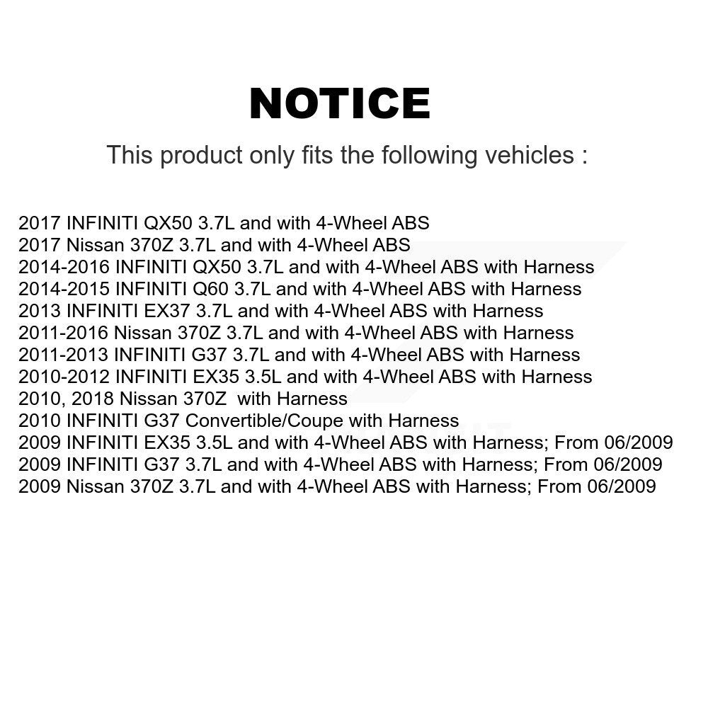 Wheel Hub Bearing Sensor Rear Kit For INFINITI G37 QX50 Nissan 370Z EX35 EX37 Z