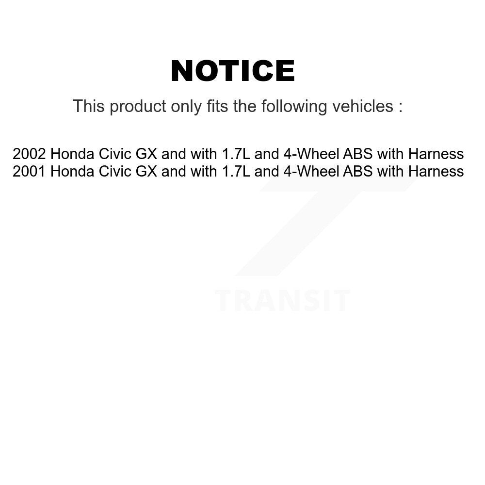 Wheel Hub Bearing Sensor Rear Kit For 01-02 Honda Civic GX with 1.7L 4-Wheel ABS